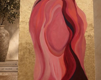 Source of Flowing Gold Abstract Gold & Reds Femme Wall Art Fine Art Print