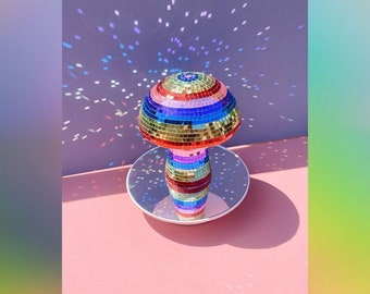 pride rainbow disco mushroom disco ball home decor