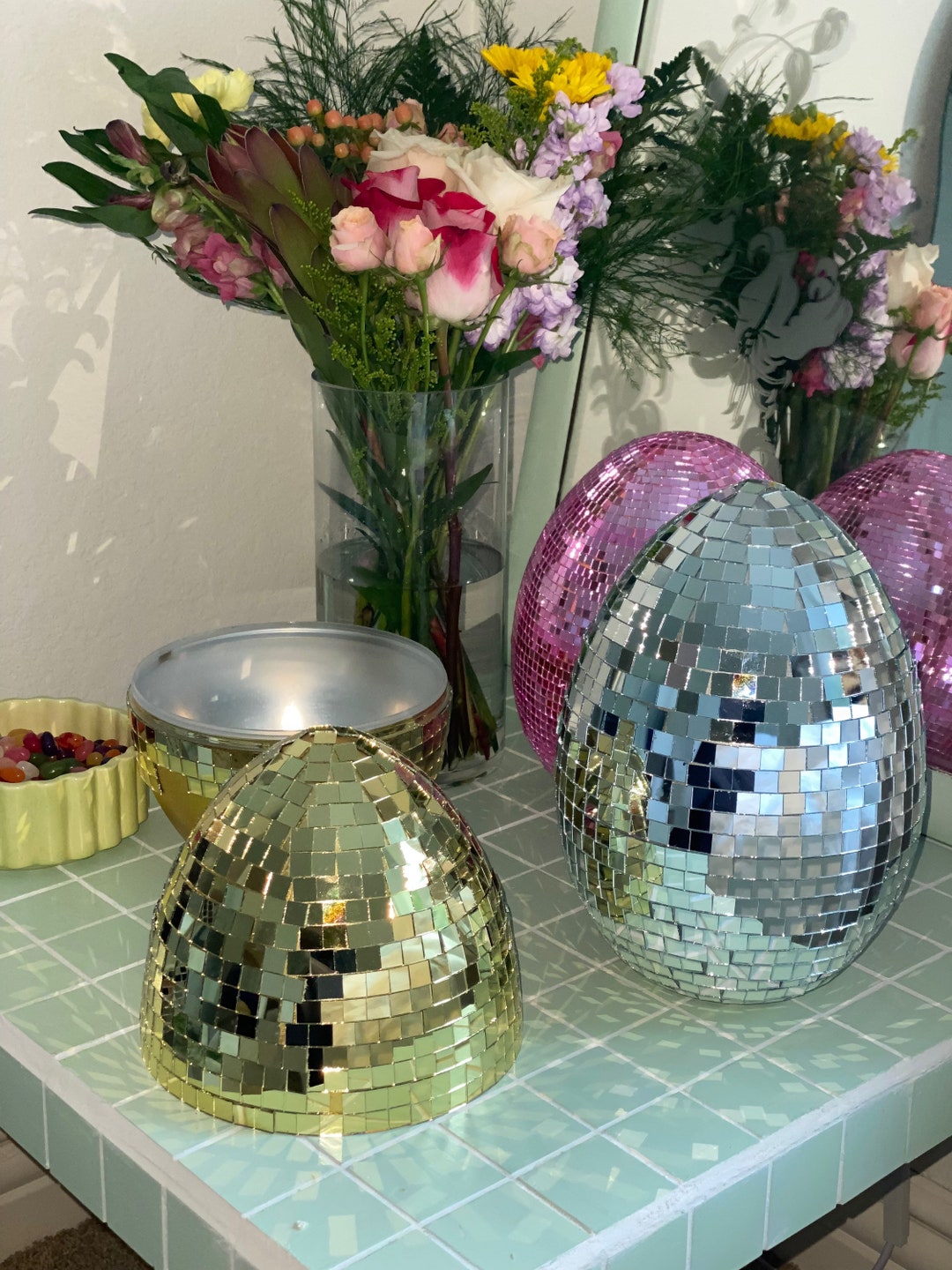 Disco Ball Eggs Unique Spring Home Decor Etsy