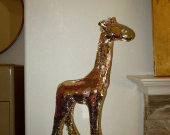 Disco Giraffe Discoball Mirrored Art Decor: Handmade