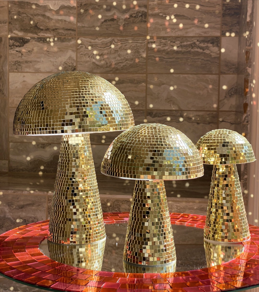 Gold Disco Mushroom Disco Ball Home Decor Etsy