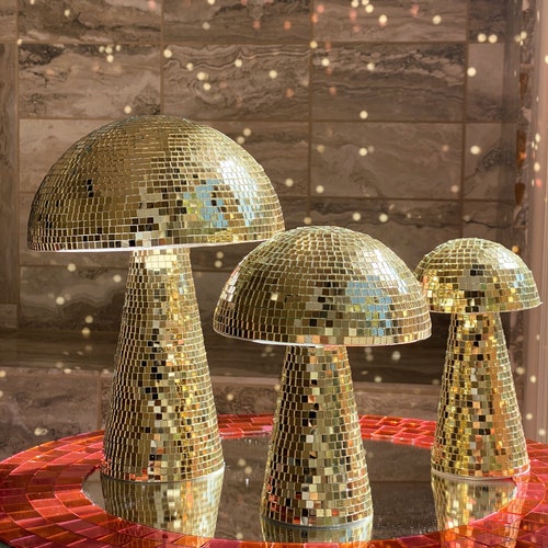 Gold Disco Mushroom Disco Ball Home Decor Etsy