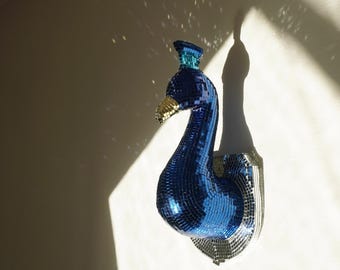 Disco Mirror Tile Peacock Wall Decor: Handmade Groovy Statement Piece