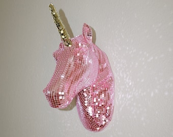 pink disco unicorn wall art - pink pony club decor