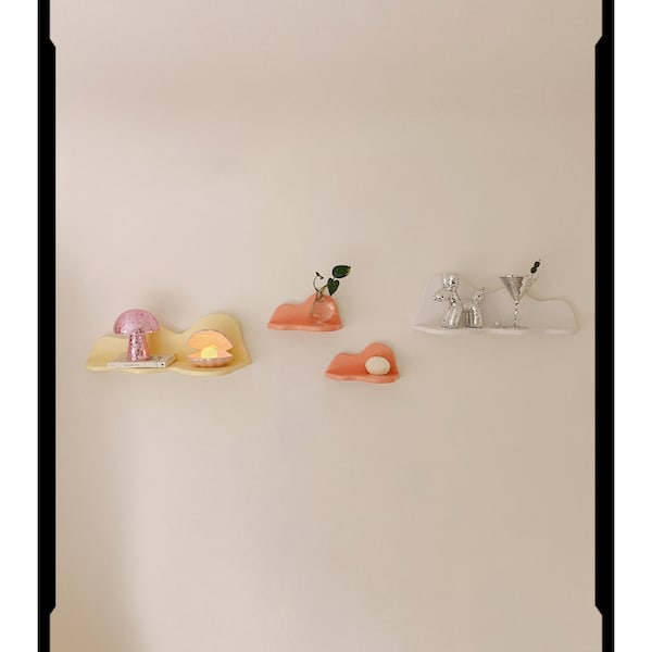 Small Pastel Floating Squiggle Shelf - 11"