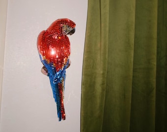 Disco Parrot Wall Decor: Handmade Mirror Glass Art