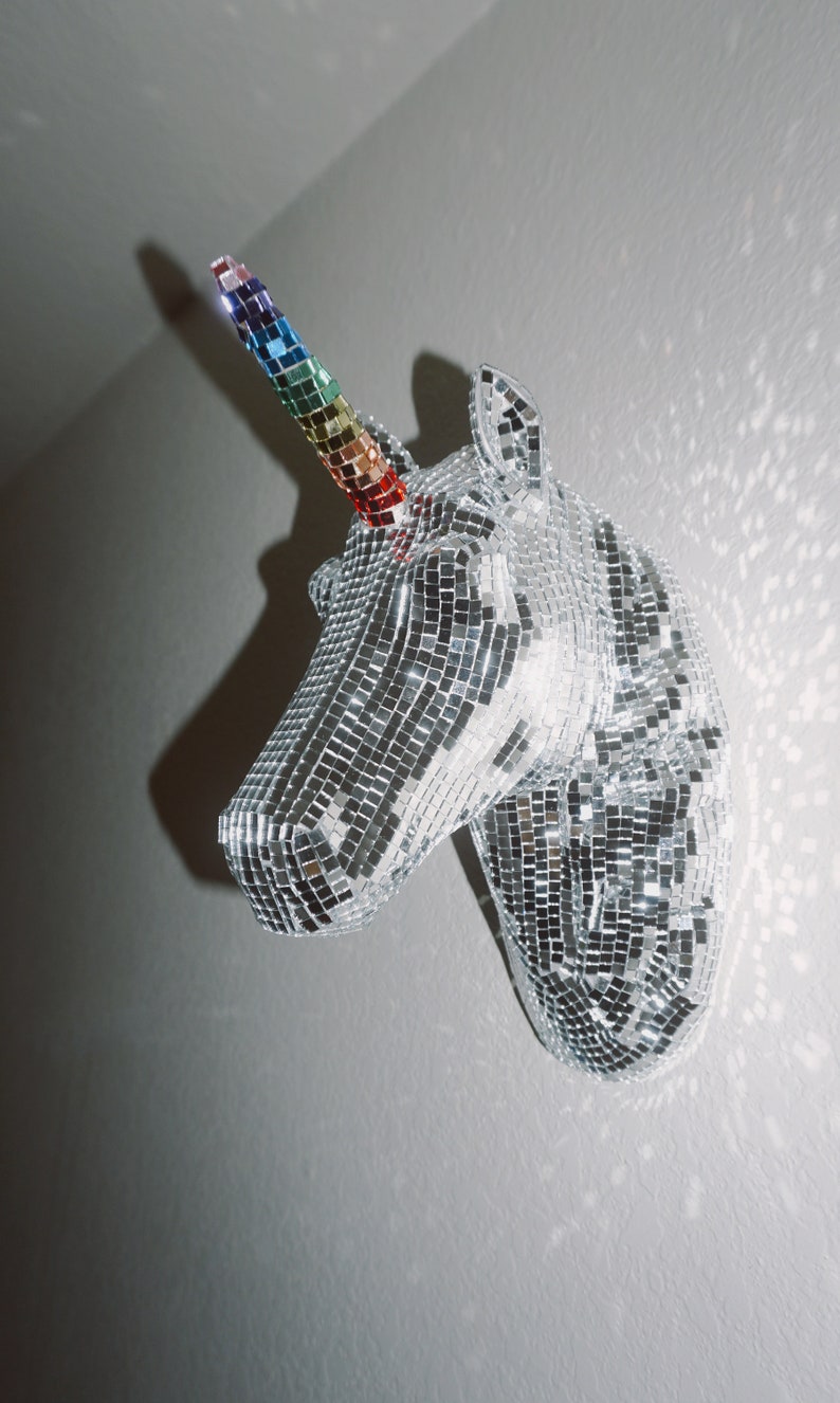 disco unicorn wall mount rainbow horn