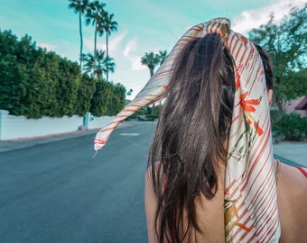 Red & Orange Hana Silk Scarf Bandana 35" x 35"