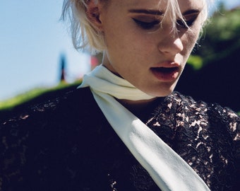 The Bowie Skinny Silk Georgette Long Neck Scarf