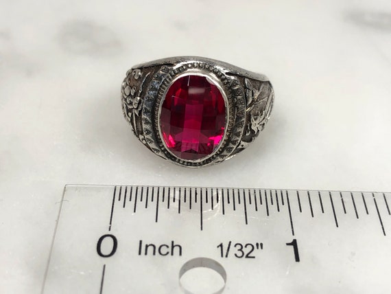 Chinese Silver Ring with Synthetic Ruby, Dragon a… - image 8