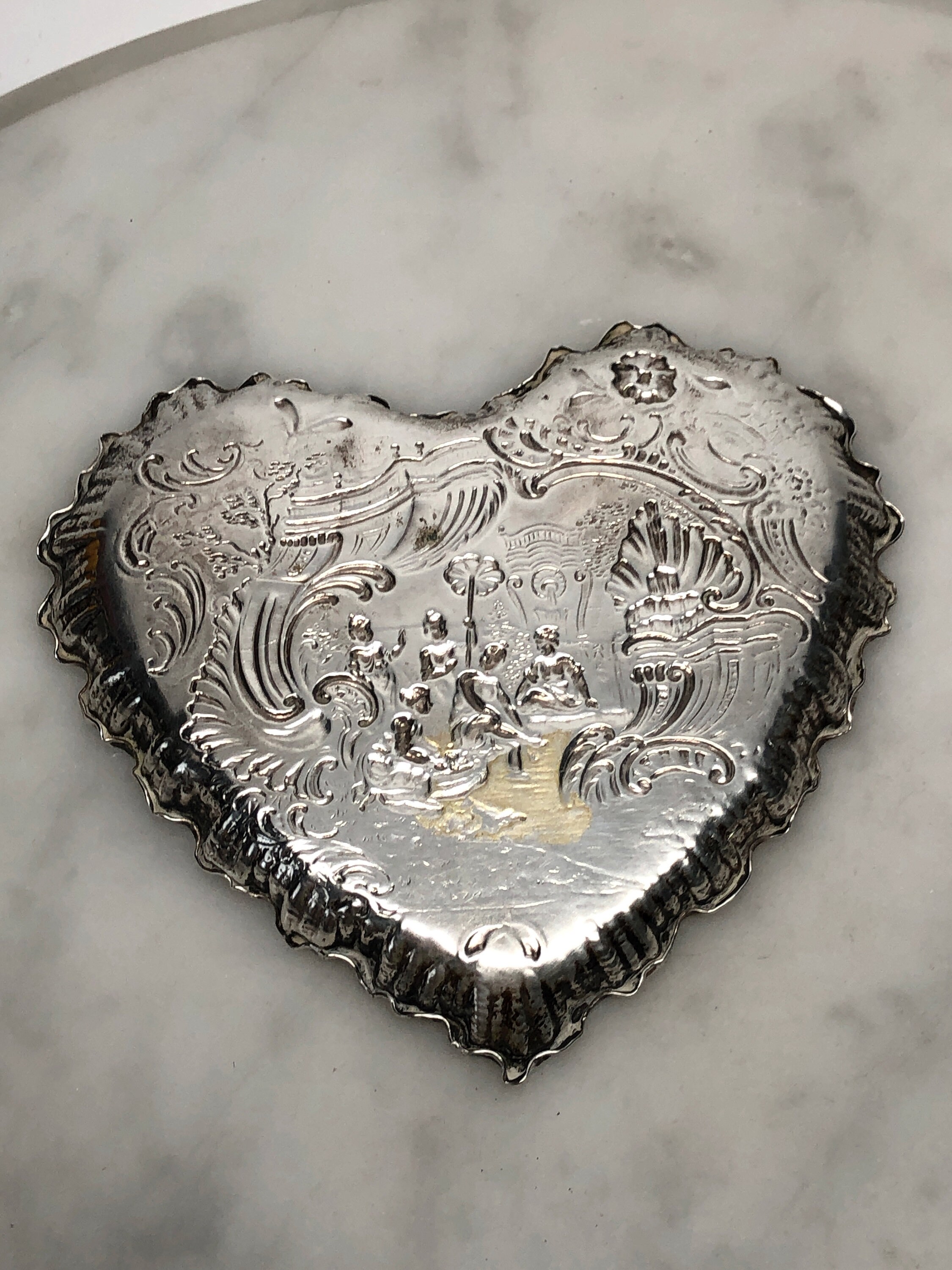 Antique Heart Shape Ring Dish Candy Dish 800 Silver Ladies Etsy