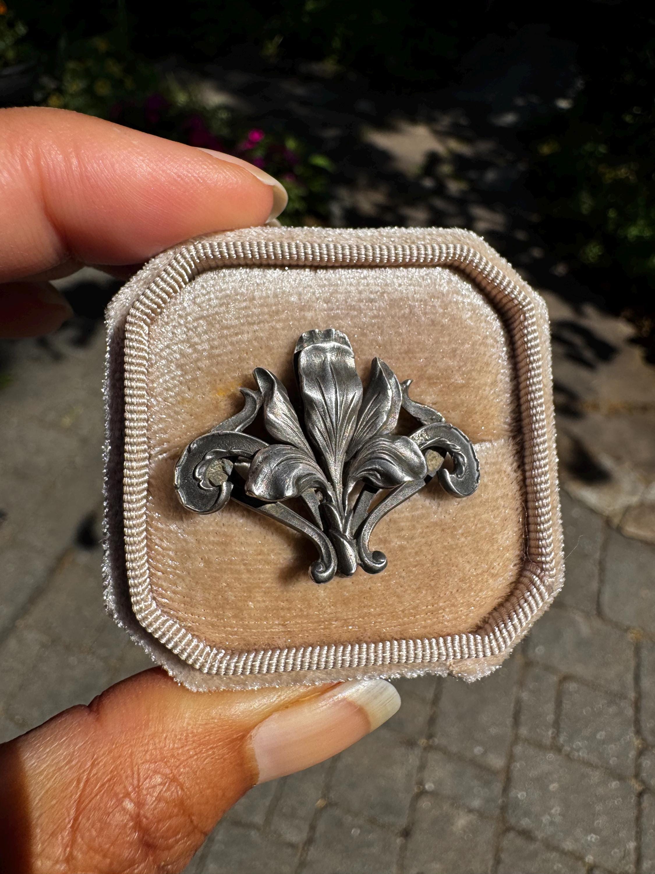 Sterling Iris Brooch - Etsy