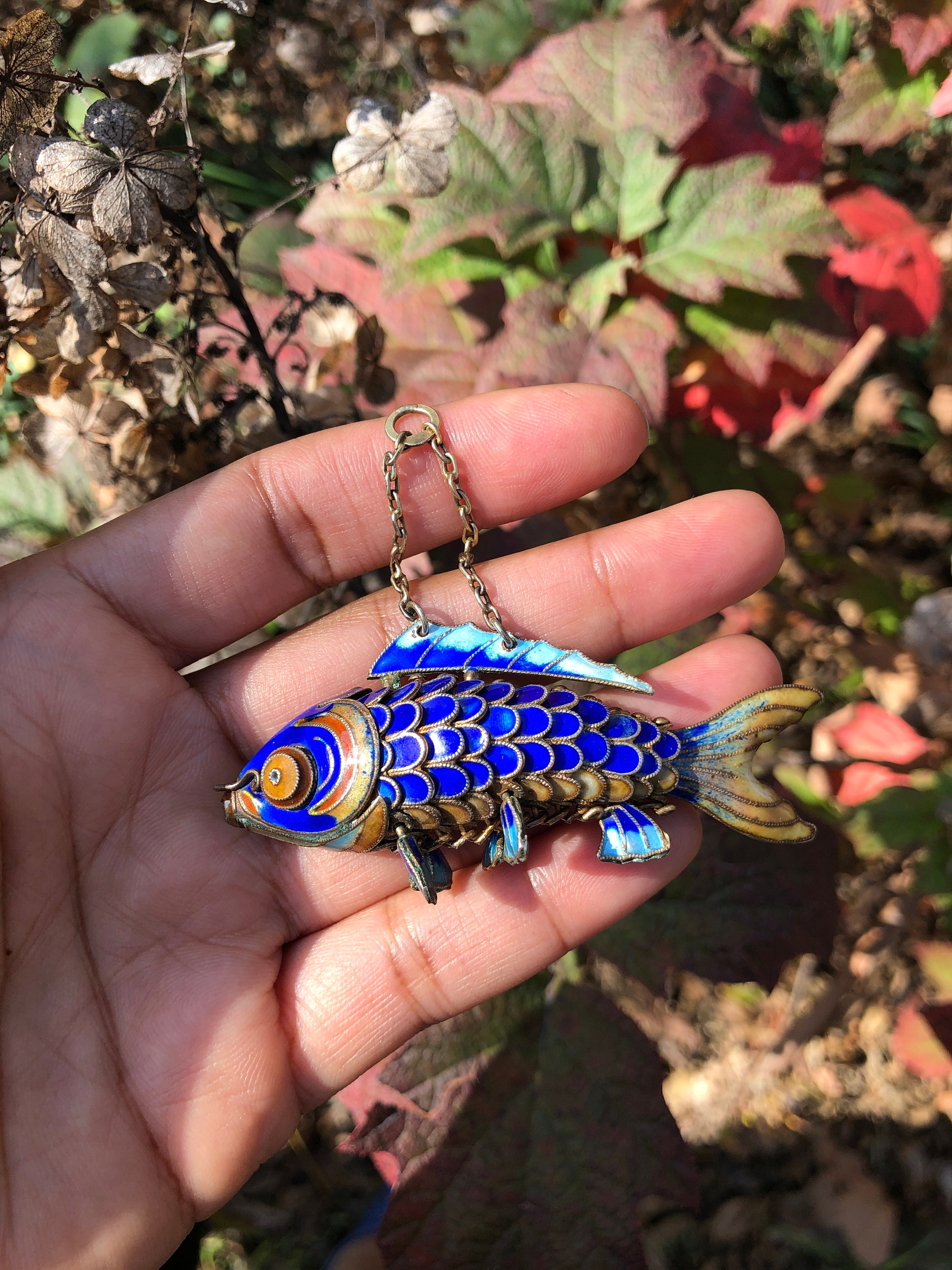 Enamel fish pendant sale
