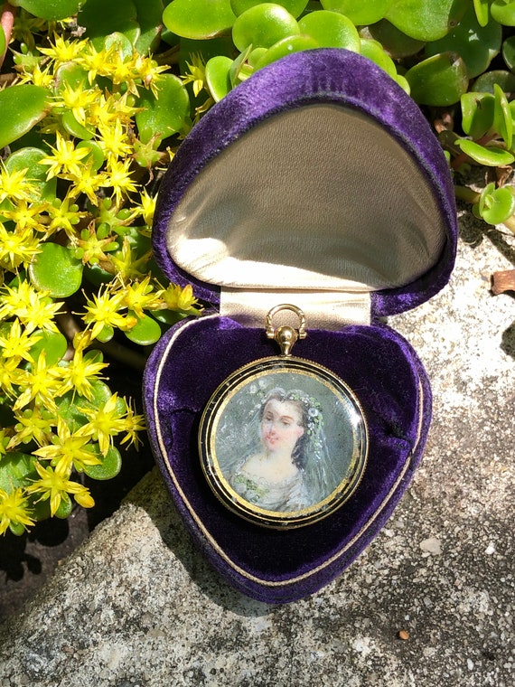 Antique Victorian 14k Miniature Portrait Pendant,… - image 3