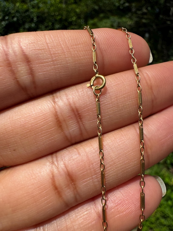 14K Deco Style Bar Link Chain, 3.2 grams, 23.75 inches