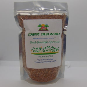 Red Radish Microgreen Sprouting Seeds, Heirloom, NON GMO, Country Creek Acres