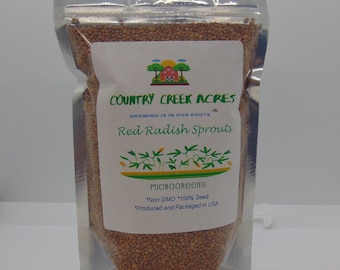Red Radish Microgreen Sprouting Seeds, Heirloom, NON GMO, Country Creek Acres