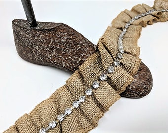 13.5m Natural Burlap Jute Braid Trimming Width 11mm Floristic Ribbons Cords A...