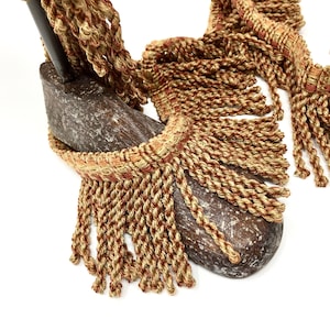 3&quot; Orange & Tan Woven Bullion Fringe Trim