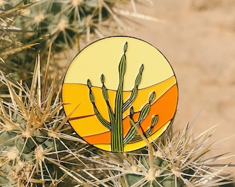 Emaille pin woestijn zonsondergang