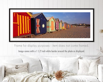 Brighton Beach Boxes Melbourne -  Large Poster - 45 x 17 inch, White Border, Unframed Poster Print, Panoramic Poster, Victoria Australia