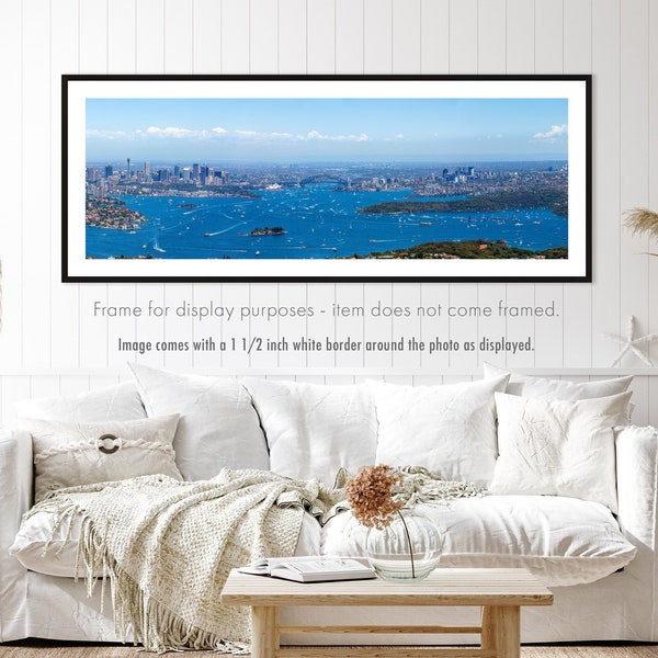 Sydney Australia Großes Poster - 45 x 17 Zoll, weißer Rand, Sydney to Hobart Yacht Race, Sydney Antenne bereit zum Einrahmen, ungerahmtes Poster drucken