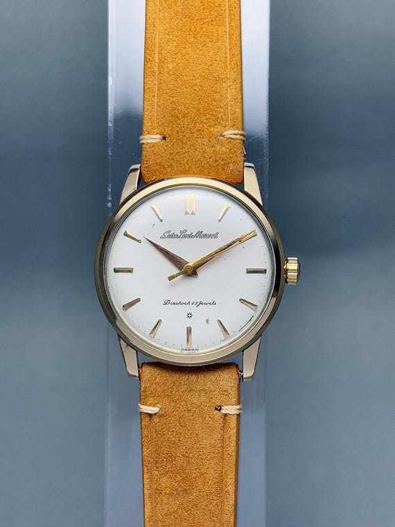 Vintage Seiko Lord Marvel Watch Curvy Carved Logo 18K Gold Indices