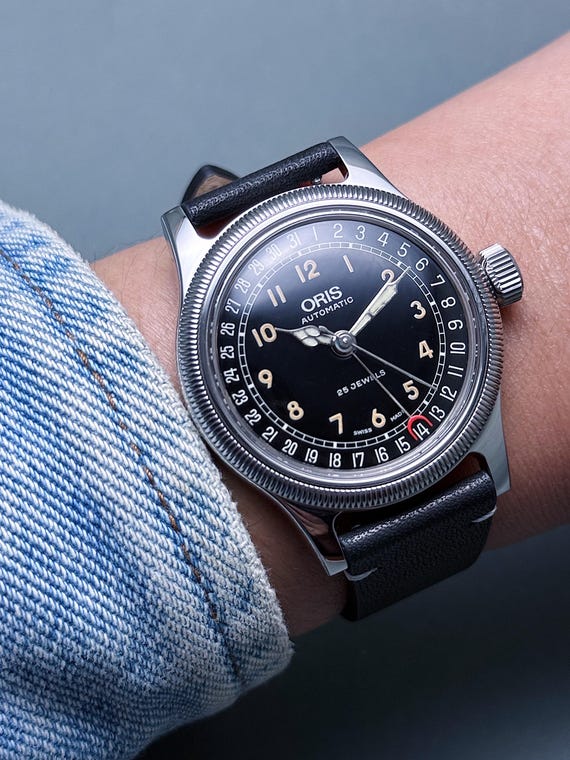Vintage ORIS Big Crown Pointer Date: Gloss Black … - image 2