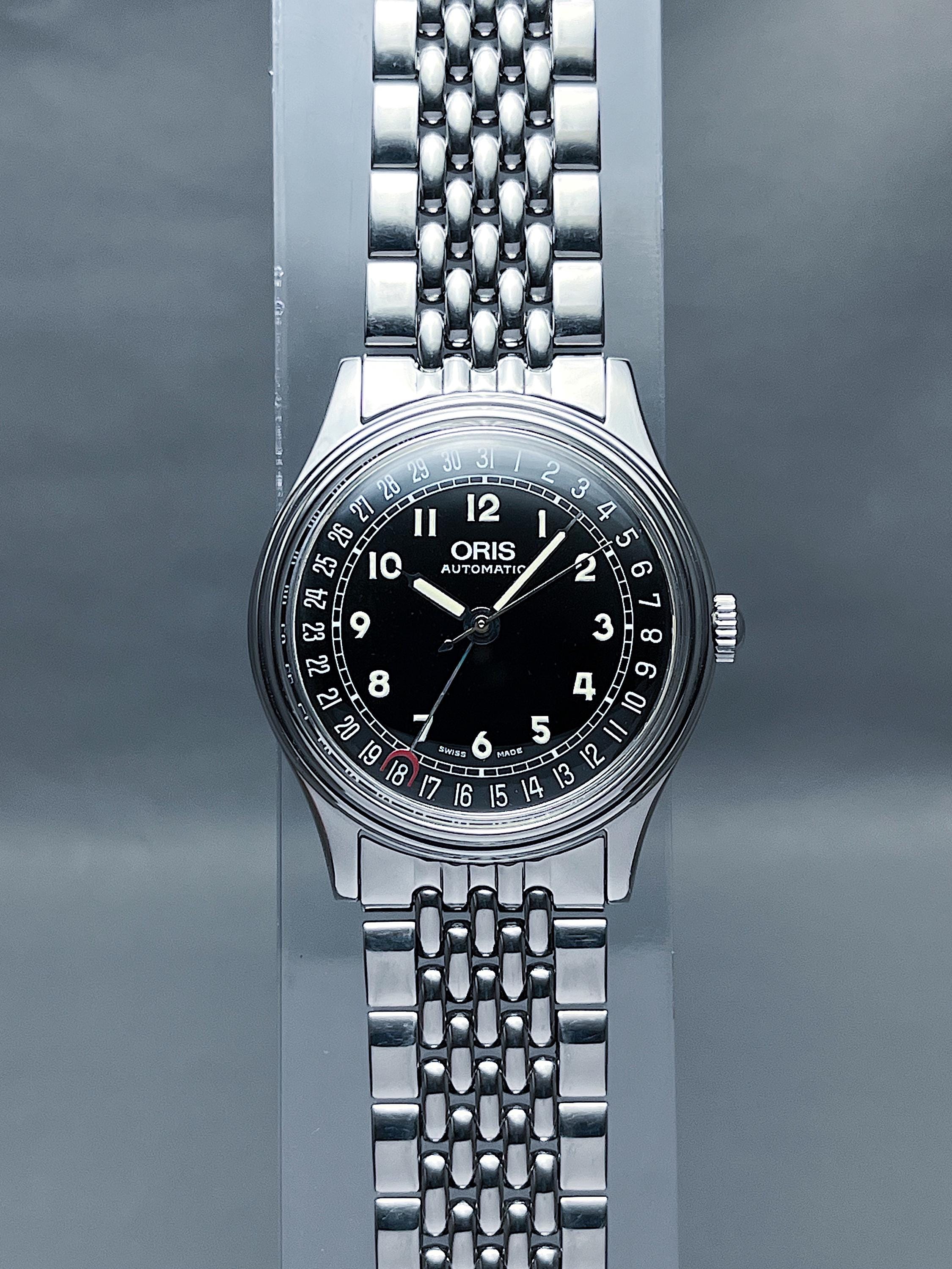 Vintage Oris Pointer Date Black Dial 35mm