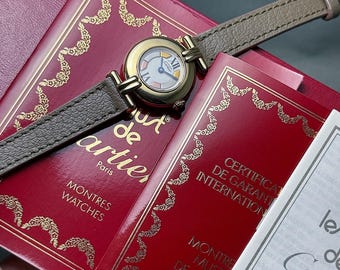 Vintage Cartier Vermeil Colisée Watch: Trinity Dial, 1980s Gold-Plated