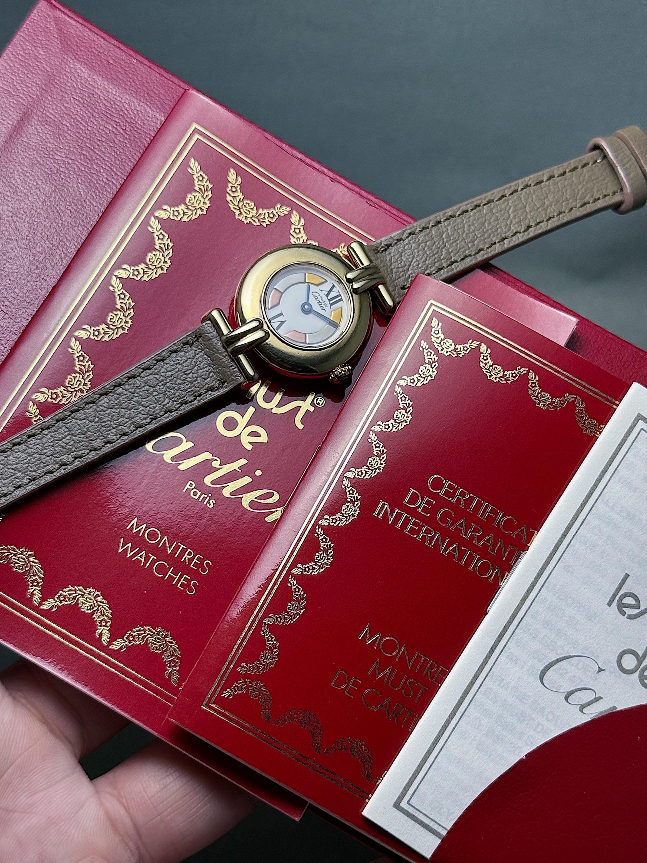 Vintage Cartier Vermeil Colisée Watch: Trinity Dial, 1980s 