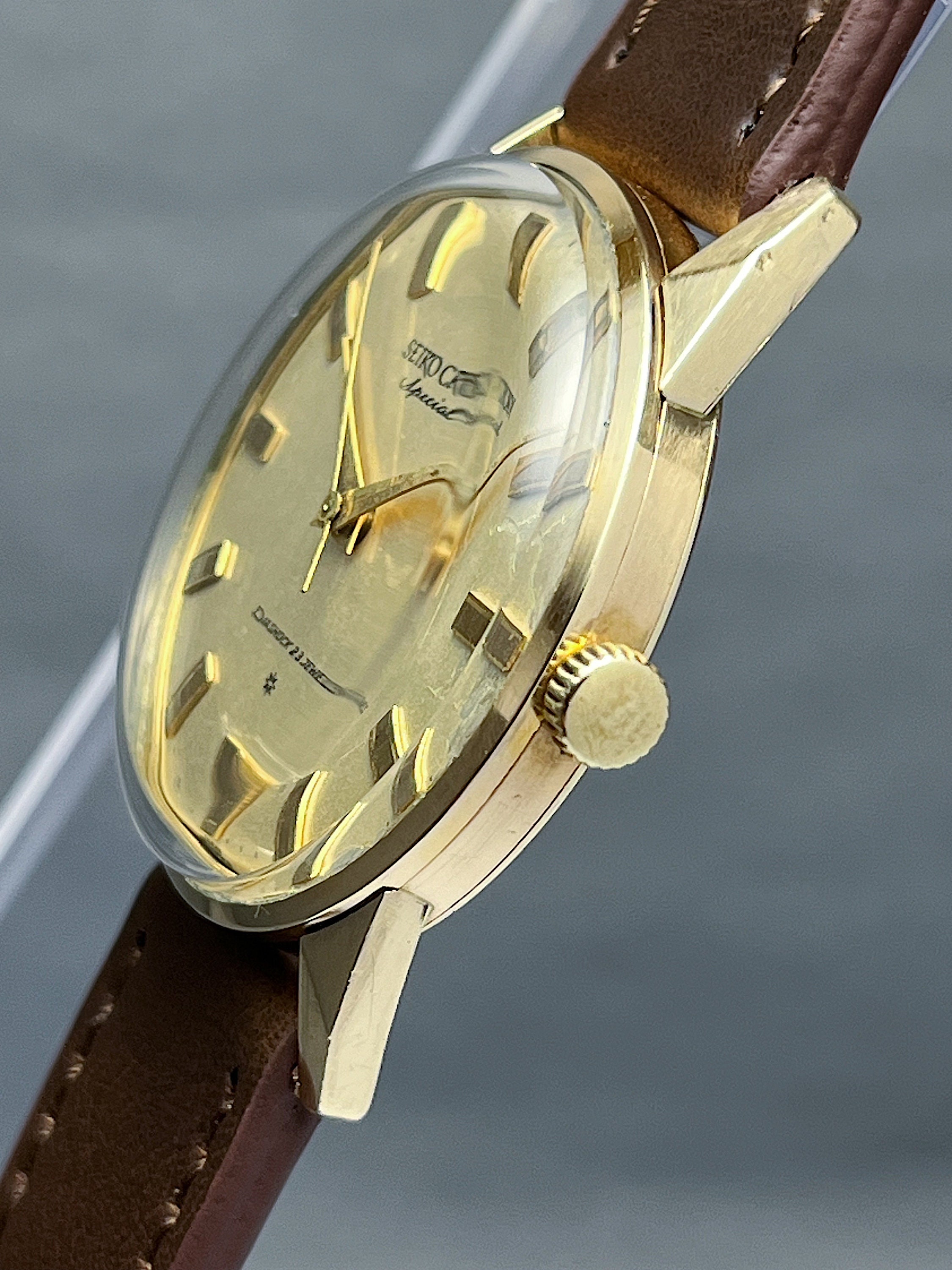 Vintage Seiko Crown Special 18K Solid Gold Indices Special