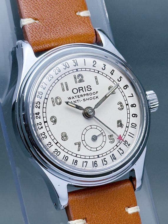 Vintage ORIS pointer date small seconds white dia… - image 5