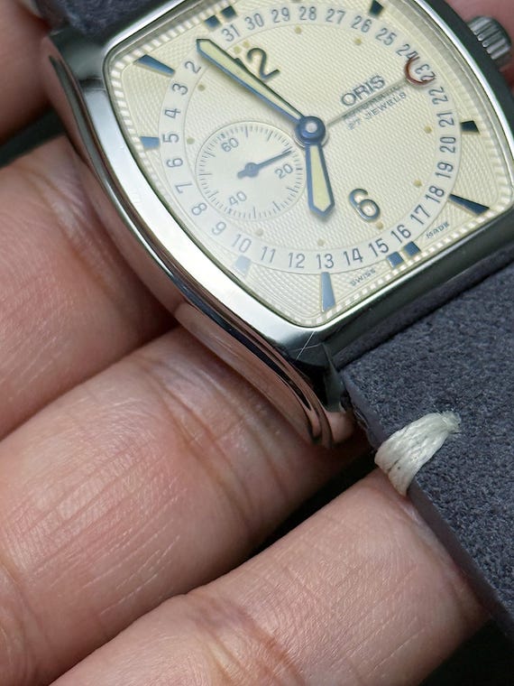 Oris Tonneau Vintage Watch – Guilloché Dial, Reve… - image 11