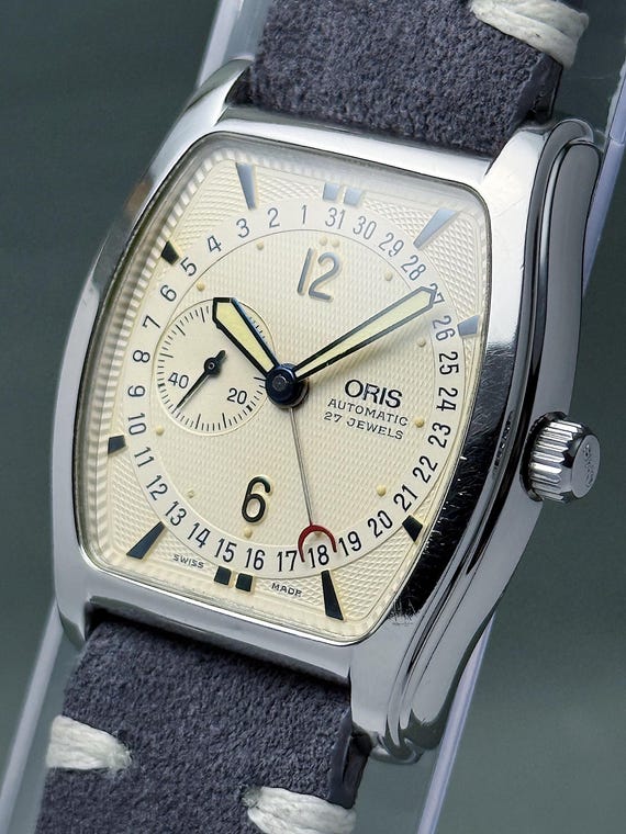 Oris Tonneau Vintage Watch – Guilloché Dial, Reve… - image 4