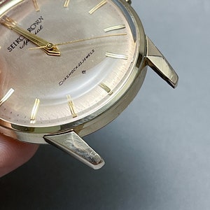Vintage Seiko Crown Special 18K solid gold indices Special Dial SD 14K gold filled case image 7