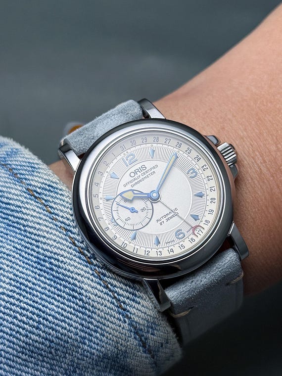 Vintage ORIS Reverse Pointer Date Small Seconds 3… - image 2