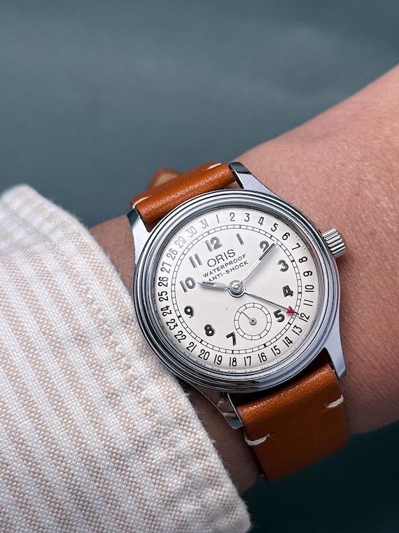 Vintage ORIS pointer date small seconds white dia… - image 2