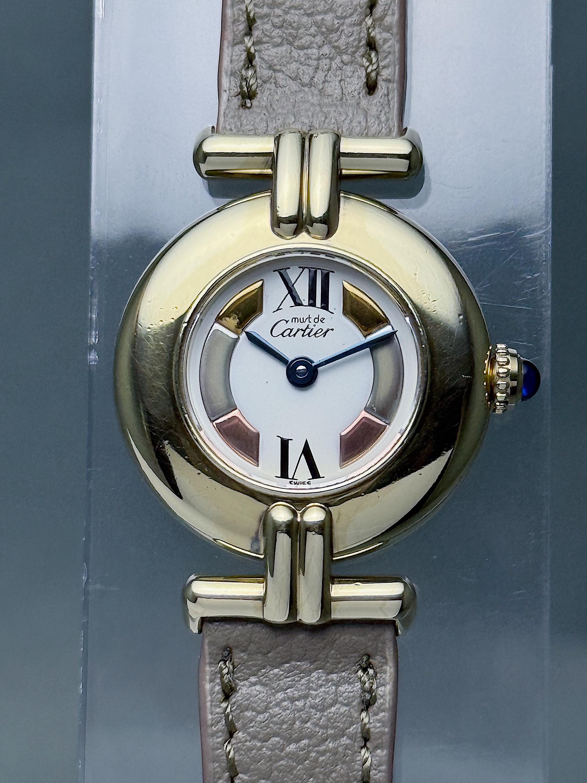 Vintage Cartier Vermeil Colisée Watch: Trinity Dial, 1980s 