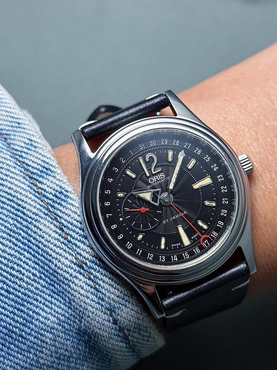 Vintage ORIS Reverse Pointer Date 37mm Small Seco… - image 2