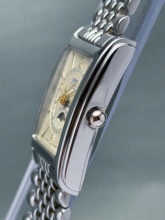 Vintage Oris Pointer Date Moon Phase Watch Tank, … - image 9