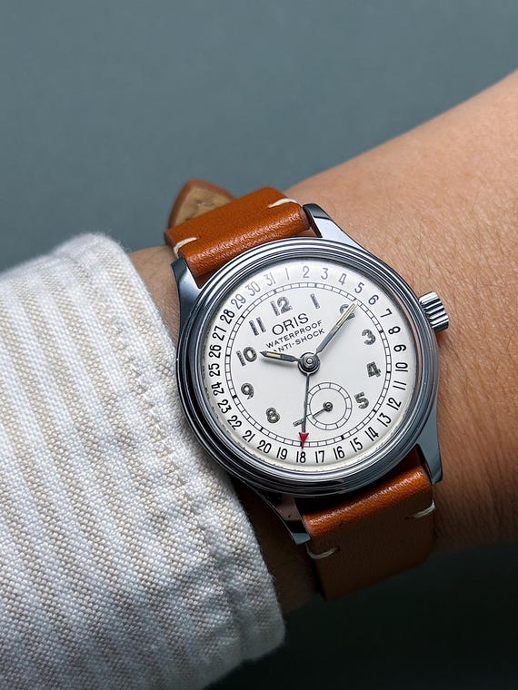 Vintage ORIS pointer date small seconds white dia… - image 12