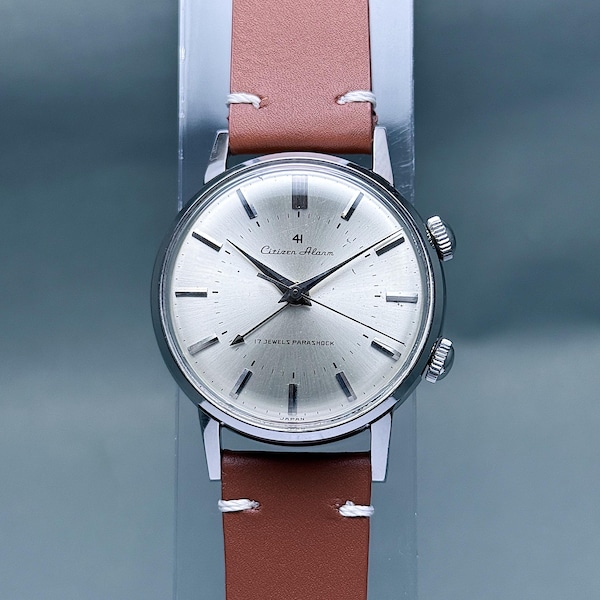 Vintage Citizen Alarm 4H Parashock Watch 1961, Mechanical Hand Winding Men's Silver Dial