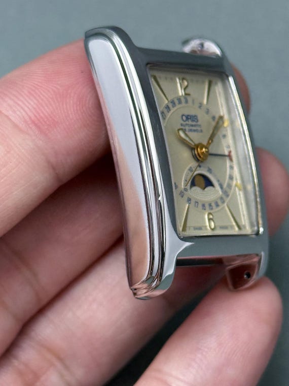 Vintage Oris Pointer Date Moon Phase Watch Tank, … - image 13