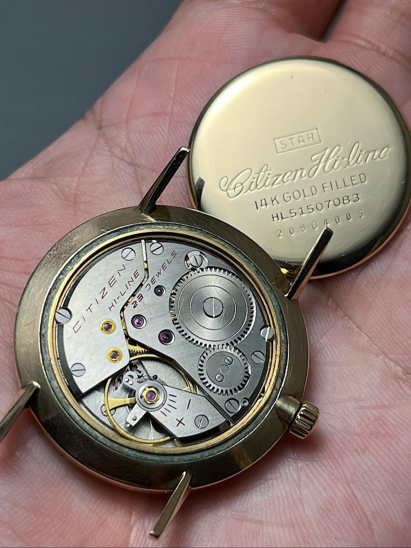 Vintage Citizen Hi-line Check Dial 14K Gold Filled - Etsy