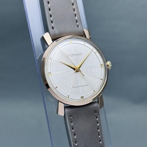 Vintage Citizen Ace | 1961 Champagne Vinyl-Texture Dial with Radiating Engraved Lines | 34mm Gold-Plated Case | Manual Wind Japanese Watch