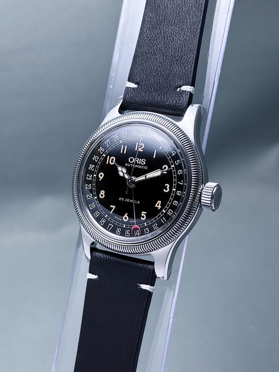 Vintage ORIS Big Crown Pointer Date: Gloss Black … - image 3