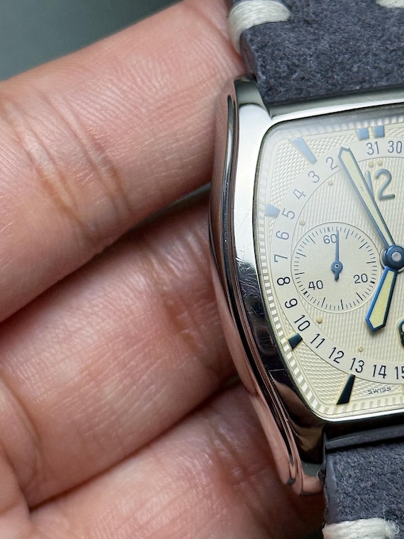 Oris Tonneau Vintage Watch – Guilloché Dial, Reve… - image 12