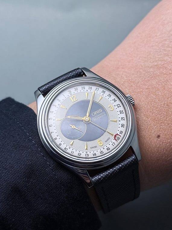 Vintage ORIS Reverse Pointer Date Small Seconds B… - image 2