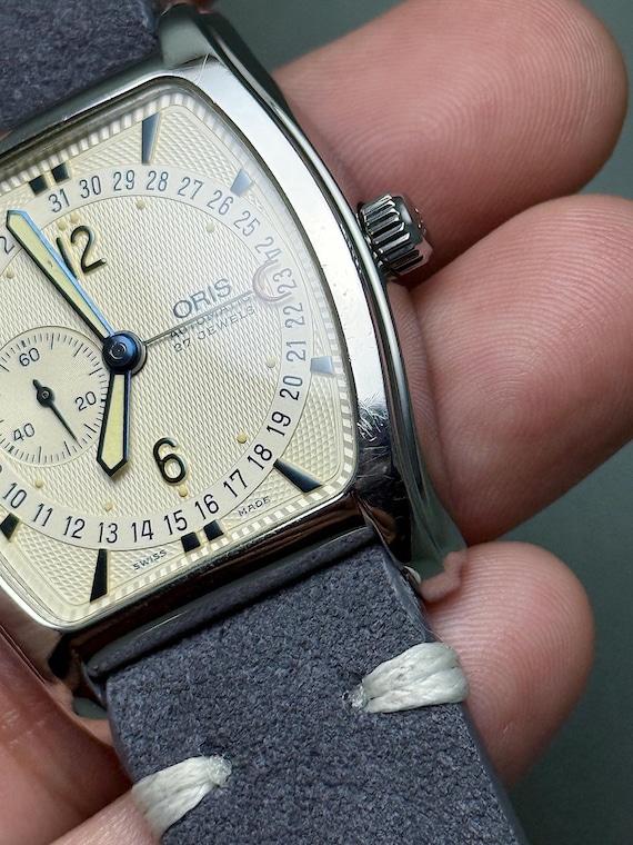 Oris Tonneau Vintage Watch – Guilloché Dial, Reve… - image 13